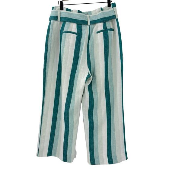 J. Crew 100% Linen Lined High Rise Pants in Cabana Stripe Sz 8 - Picture 5 of 10